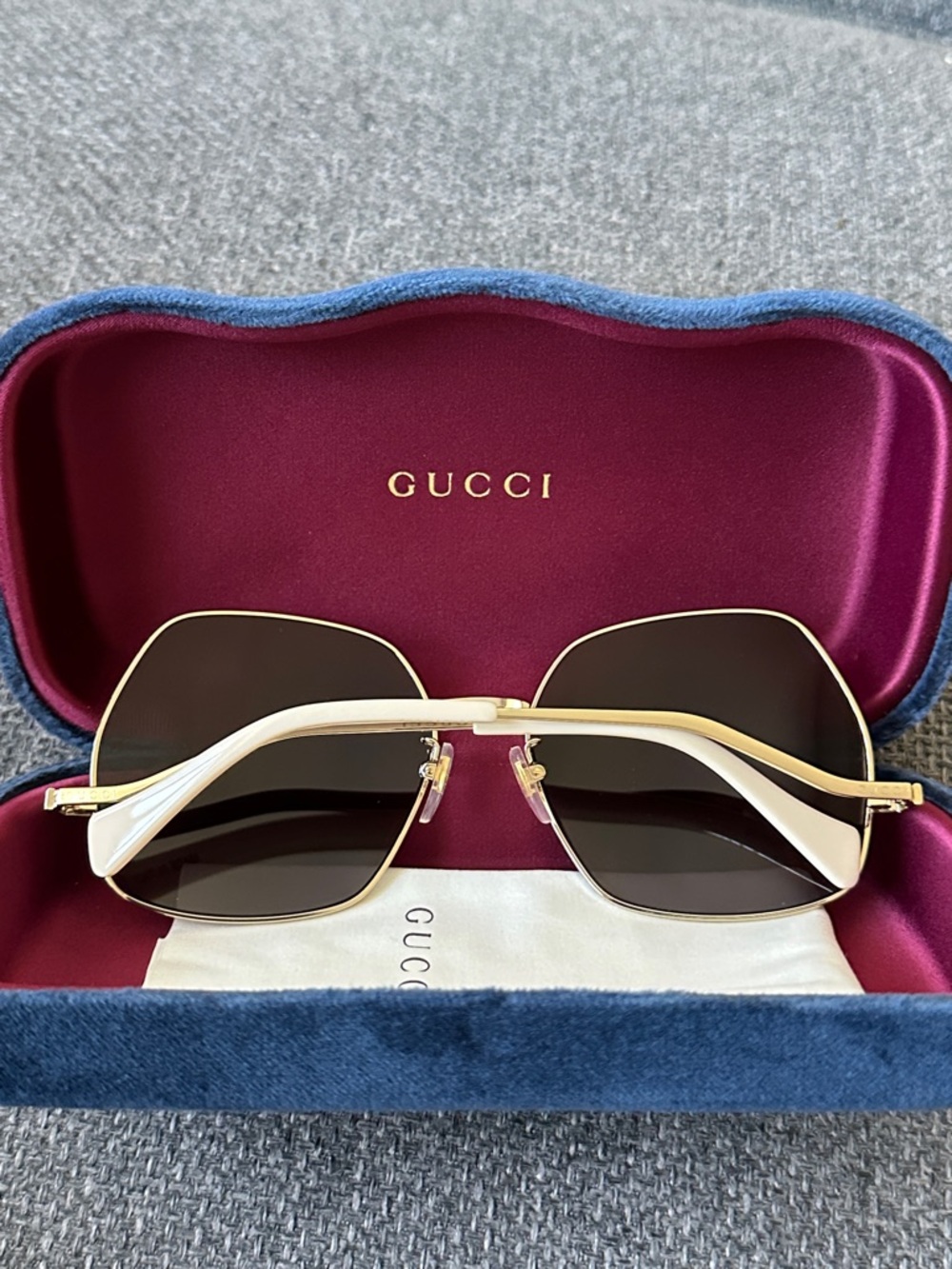 Gucci Gold Frame Sunglasses with Dark Gradient Lenses